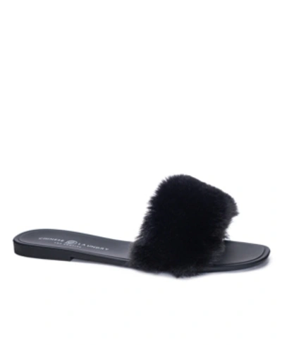 Shop Chinese Laundry Women's Midnight Fur Slide Women's Shoes In Black