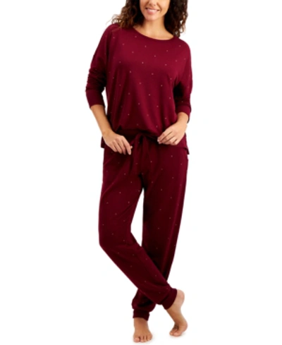 Shop Alfani French Terry Pajama Set, Created For Macy's In Space Diamond