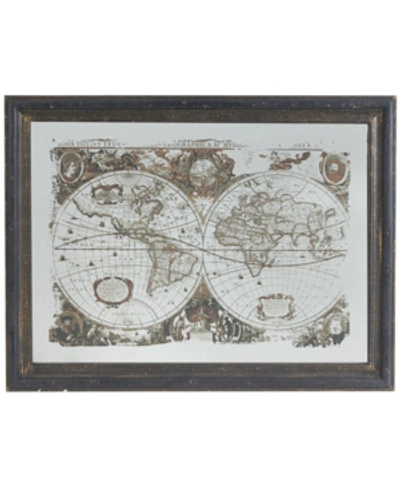 Shop Ab Home 31" Vintage Style World Map Classic Mirrored Wall Art In Brown