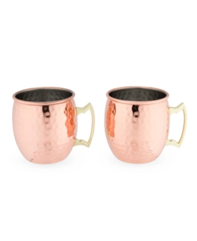 True Set Of 2 Hammered Moscow Mule Copper Mugs In Copper