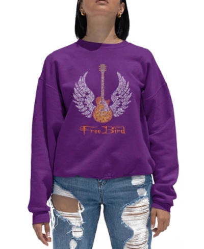 Shop La Pop Art Women's Word Art Crewneck Lyrics To Freebird Sweatshirt In Purple