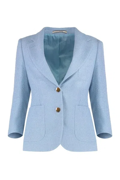 0205 Tagliatore J-debra Single-breasted One Button Jacket In Light Blue