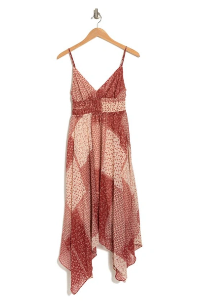 1.state Asymmetric Maxi Dress In Mahogany Red