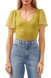 1.state Flutter Sleeve Rib Knit T-shirt In Moss Green