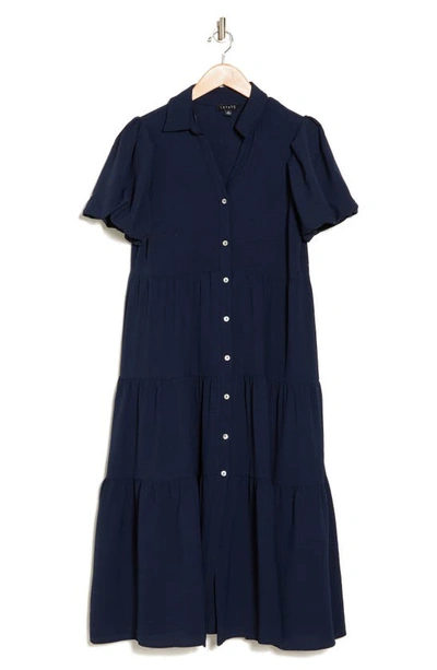1.state Puff Sleeve Shirt Dress In Navy Blue