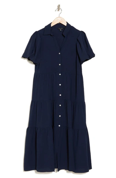 1 state blue dress Sloane Chiffon Floral Print Dress