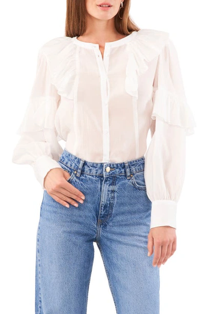 1.state Ruffle Trim Shirt In New Ivory