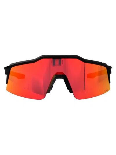 100% Soft Tact Black - Hiper Red Multilayer Mirror Lens Acetate Sunglasses