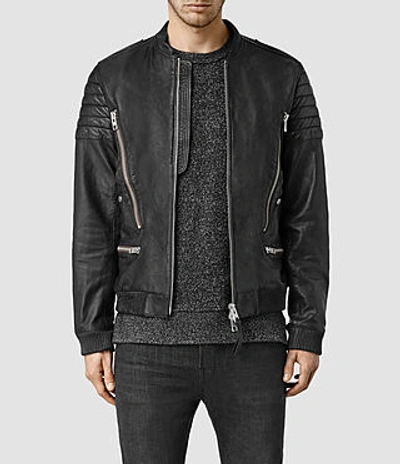 Allsaints Sanderson Leather Bomber Jacket | ModeSens