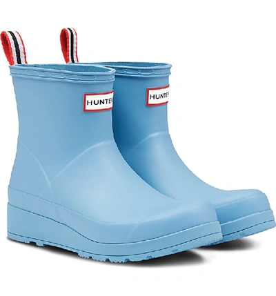 Hunter Original Play Waterproof Rain Bootie In Pale Blue Rubber