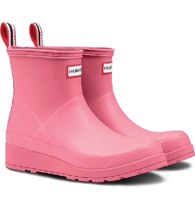 Hunter Original Play Waterproof Rain Bootie In Pale Pink Rubber