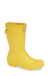 Hunter Original Short Back Adjustable Waterproof Rain Boot In Yellow