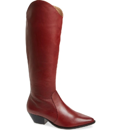 Schutz Fantinne Knee High Boot In Red Brown Leather