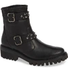 Paul Green Veronia Studded Buckle Boot In Black Leather