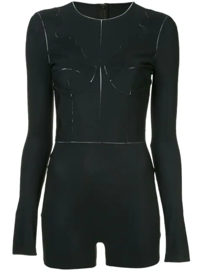 Maison Margiela Long-sleeve Fitted Bodysuit In Black