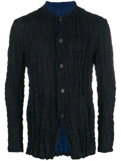 Issey Miyake Ruched Buttoned Jacket In Black