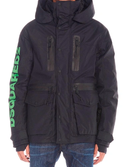 Dsquared2 Oversized Logo Parka In Black