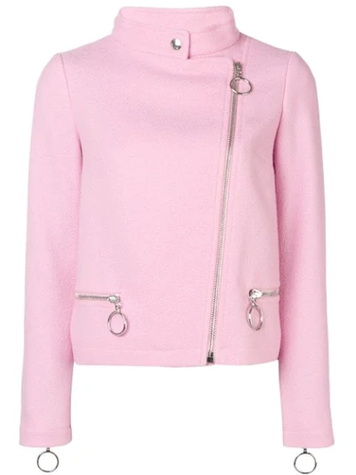 Moschino Latteral Biker Jacket In Pink