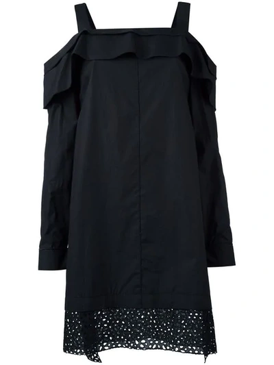 Proenza Schouler Cold-shoulder Cotton Poplin Dress In Black