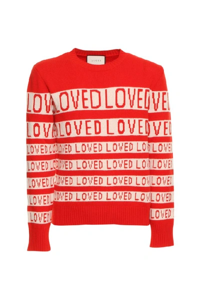 Gucci Loved Knitted Sweater In Red