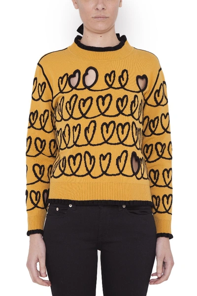 Fendi Cut Out Detail Heart Sweater In Yellow ModeSens