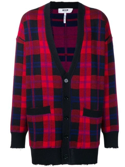 Msgm Plaid Cardigan In Multicolor