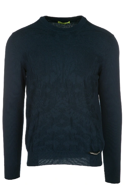 Versace Jeans Men's Crew Neck Neckline Jumper Sweater Pullover In Blue