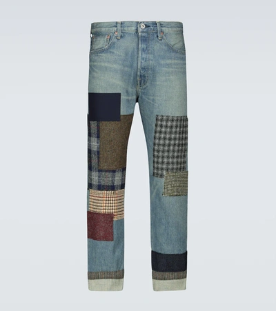 Junya Watanabe Straight Leg Patchwork Jeans In Blue