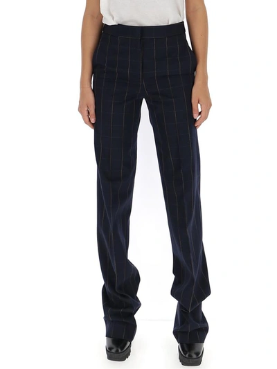 Stella Mccartney Wide Fit Check Formal Pants In Blue