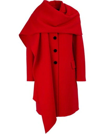 Marc Jacobs Coat With Hood-scarf In Red