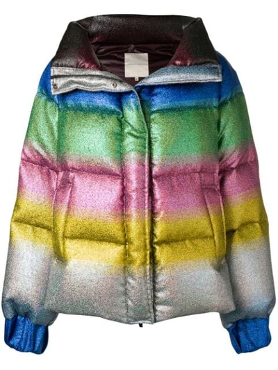 Marco De Vincenzo Rainbow Gradient Padded Jacket In Metallic