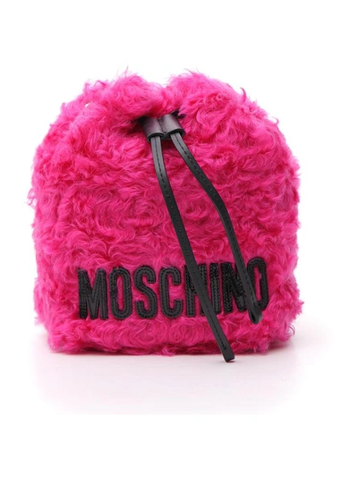 Moschino Furry Satchel Tote In Pink
