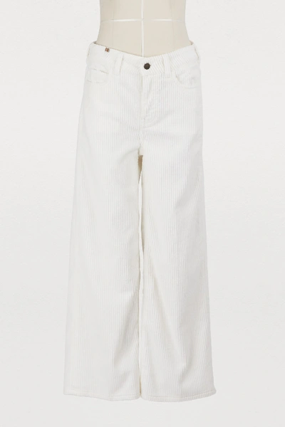 Atelier Notify Silene Wide Corduroy Pants In Off-white