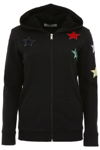 Valentino Star Embroidered Hoodie In Black