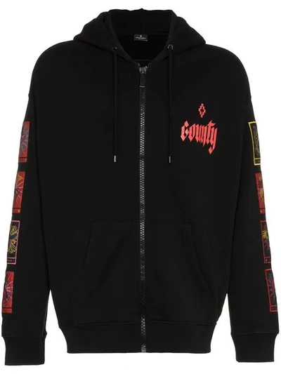 Marcelo Burlon County Of Milan Tarot-print Zip-up Hoodie In Black 
