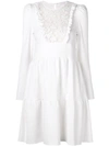 See By Chloé Short Long-sleeve Lace Tiered Dress In White