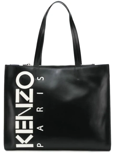 Kenzo Logo Print Tote In Black