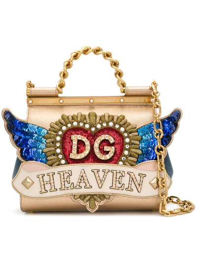 Dolce & Gabbana Multicoloured Sicily Heaven Crystal Embellished Leather Tote Bag - Gold