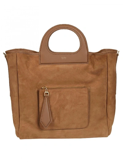 Max Mara Structured Handle Tote In Cuoio