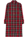 Msgm Tartan Checked Coat In Red