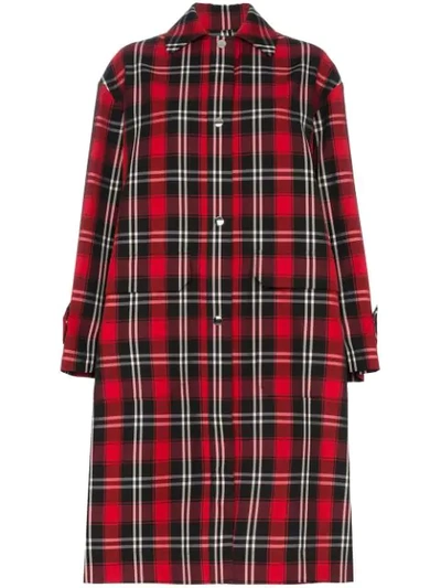 Msgm Tartan Checked Coat In Red
