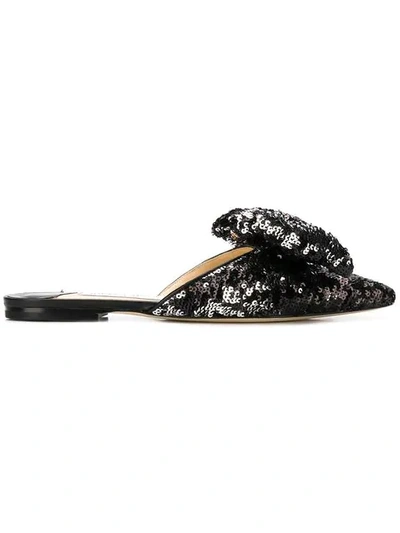 Jimmy Choo Georgia Bow Sequin Mules In Black And Silver ModeSens