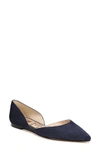 Sam Edelman Rodney Pointy Toe D'orsay Flat In Baltic Navy Suede