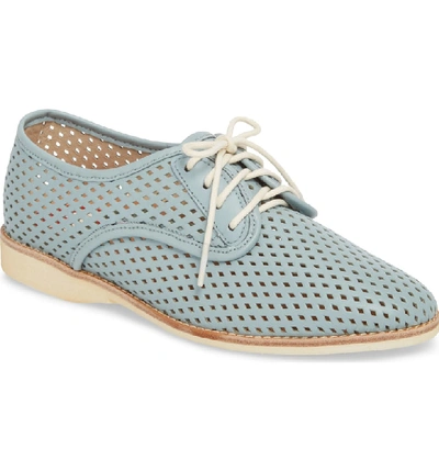 Rollie Punch Perforated Derby In Chalk Blue Leather