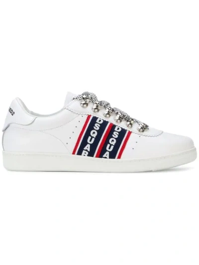 Dsquared2 Barney Logo Stripe Sneakers In White