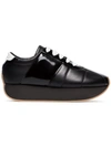 Marni 40mm Leather Platform Sneakers In Black