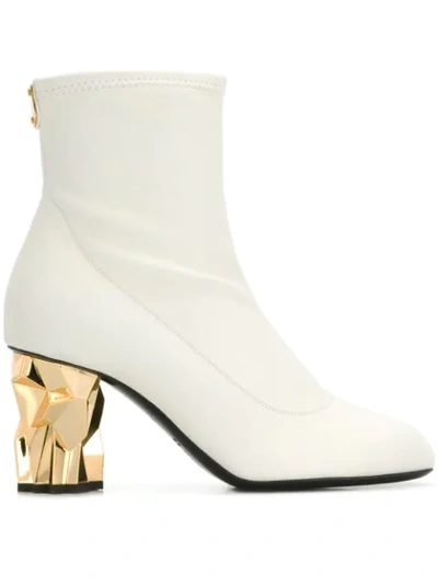 Giuseppe Zanotti Gold Heel Ankle Boots In White