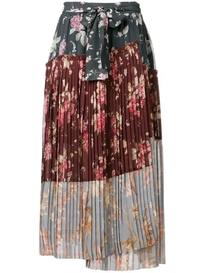 Zimmermann Floral Print Pleated Skirt In Multicolor