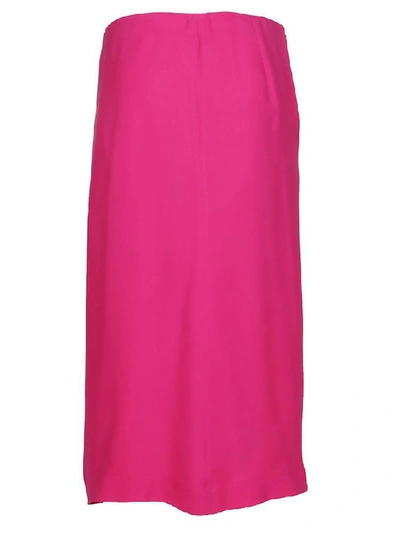 Maison Margiela Pleated Detail Midi Skirt In Pink