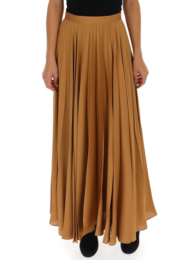 The Row Pleated Maxi Skirt In Brown